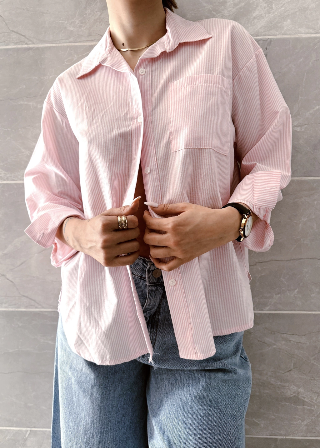 Camisa Clara - Rosa Rayada