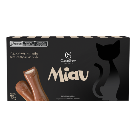 Tablete Miau de Chocolate ao Leite Recheado 70g