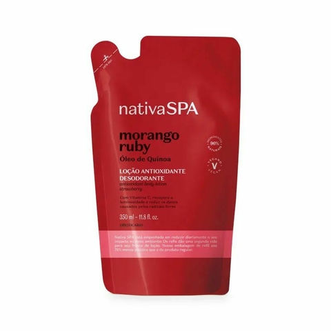 Refil Loção Antioxidante Desodorante Corporal Nativa SPA Morango Ruby 350ml - comprar online