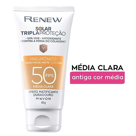 Protetor Solar Renew com Cor FPS50 Cor Média Clara