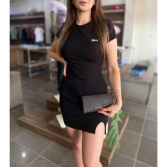 Imagem do Vestido MC Tommy Jeans fenda lateral algodão com elastano