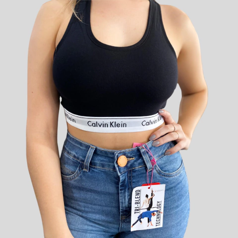 Top nadador Calvin Klein modern underwear algodão elástico com logo