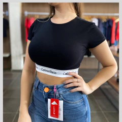 Top Calvin Klein Manga curta algodão com elastano - BRIDI