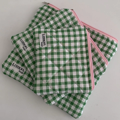 Necessaire Slim - Xadrez Verde