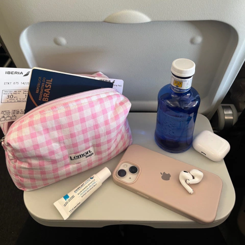 Necessaire Box - Xadrez Rosa