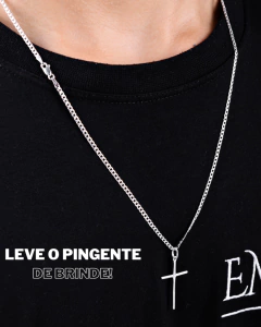 Corrente Grumet 2,5mm e Pingente Cruz de Brinde - Prata 925 na internet