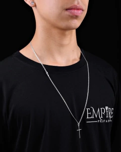 Corrente Grumet 2,5mm e Pingente Cruz de Brinde - Prata 925