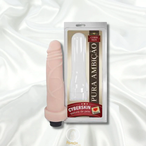 Prótese 16,5 cm x 4,5 cm com Vibrador em Cyber Skin (simula textura da pele) Sexy Fantasy