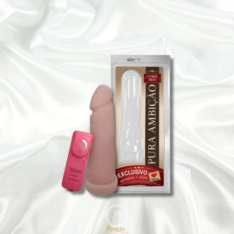 Prótese 16 cm x 4,5 cm com Vibrador e Vértebra em Cyber Skin (simula textura da pele) Sexy Fantasy