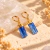 Brinco Pedra Bruta Cianita Azul Dourado