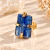 Anel Pedra Bruta Cianita Azul Dourado