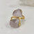 Anel Duas Pedras Quartzo Rosa Dourado