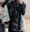 Cachecol Echarpe Cashmere Gucci Preto e Cinza Italiana