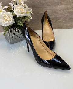 Scarpin Pigalle Louboutin Preto Verniz Italiana