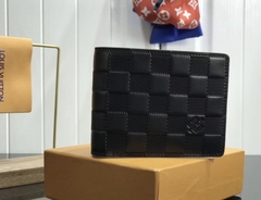 Carteira Louis Vuitton Multiple Masculina Damier Ebene Alto Relevo Italiana