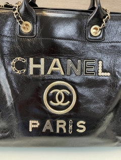 Bolsa Chanel Deauville Grande Couro Preto Italiana - comprar online