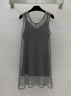 Minivestido Prada em Malha Bordada com Strass Italiana - comprar online