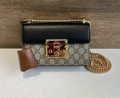 Bolsa Gucci Padlock Preta e Marrom Italiana