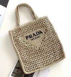 Bolsa Prada Tote Em Ráfia Italiana