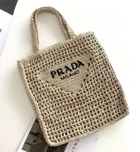 Bolsa Prada Tote Em Ráfia Italiana