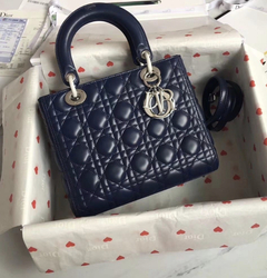 Bolsa Lady Dior Média Azul Marinho Italiana