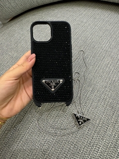 Capinha Prada Preta com Strass Italiana