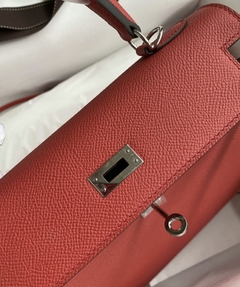 Imagem do Bolsa Hermes Kelly 25 Epsom Vermelha e Prata Italiana