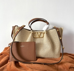 Bolsa VLTN VLogo Em Ráfia Italiana
