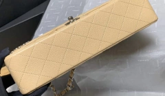 Bolsa Chanel 2.55 Clássica Caviar Bege com Prata Italiana