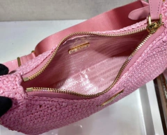 Bolsa Prada Reedição em Ráfia Rosa Italiana - loja online