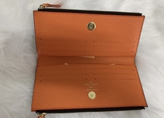 Carteira Louis Vuitton Adele Zíper Duplo Laranja Italiana - Romaly Grifes Bolsas