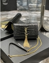 Bolsa YSL Mini Kate Chain Preta Croco Italiana