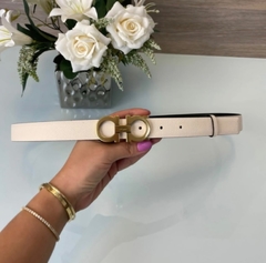 Cinto Ferragamo Fino Branco Italiana