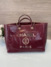 Bolsa Chanel Deauville Grande Couro Vinho Italiana