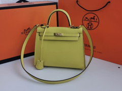 Bolsa Hermes Kelly 25 Epsom Amarela Italiana