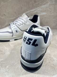 Tênis Louis Vuitton Trainer Branco E Azul Masculino Italiana na internet