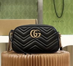 Bolsa Gucci Marmont Pequena Tiracolo Preta Italiana