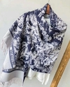 Echarpe Dior Estampado Azul e Branco Italiana