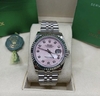 Relógio Rolex 36mm Prata com Fundo Rosa e Brilho Italiana