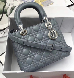 Bolsa Lady Dior Média Cinza Azulado Italiana