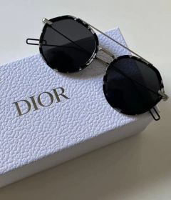 Óculos Dior Preto e Prata Italiana