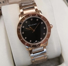 Relógio Bulgari Feminino Rosé com Fundo Preto Italiana