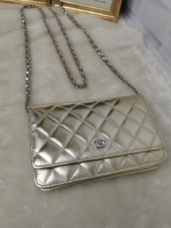 Bolsa Woc Dourada Lambskin Italiana