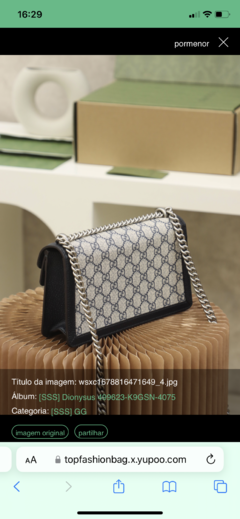 Bolsa Gucci Dionysus Média Preta e Bege Italiana - loja online