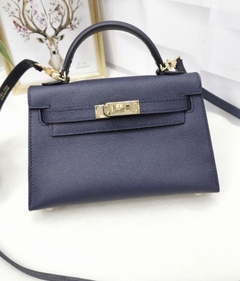 Bolsa Hermes Kelly Mini 20 Azul Marinho Italiana