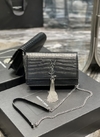Bolsa YSL Mini Kate Chain Preta Croco Italiana