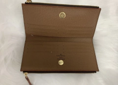 Carteira Louis Vuitton Adele Zíper Duplo Marrom Italiana - Romaly Grifes