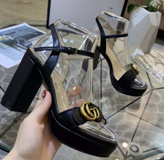 Sandália Gucci Double G Preta Italiana na internet