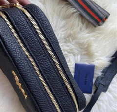 Bolsa Prada de Ombro em Couro Daino Preta Italiana - Romaly Grifes