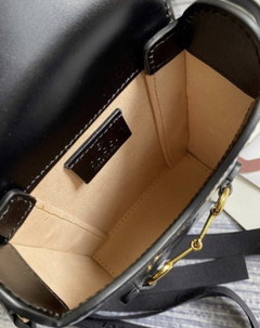 Bolsa Gucci Horsebit 1955 Mini Preta Italiana
